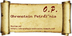 Ohrenstein Petrónia névjegykártya